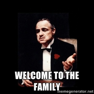 meme showing The godfather welcoming people to the family
