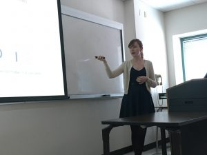 student giving oral presentation